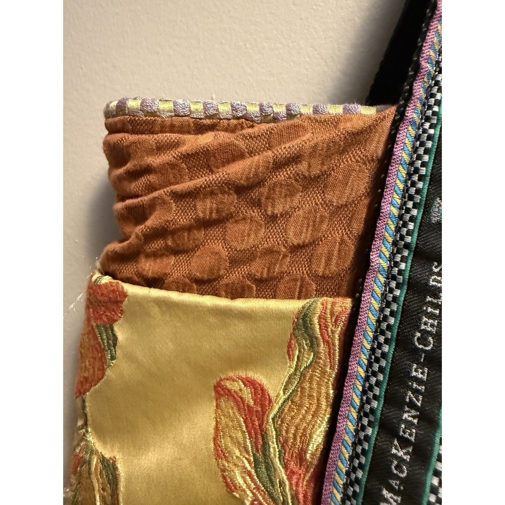 Mackenzie-Childs Large Fabric Tote Floral Print Quilted Brown Carryall Bag Rare - Picture 13 of 16